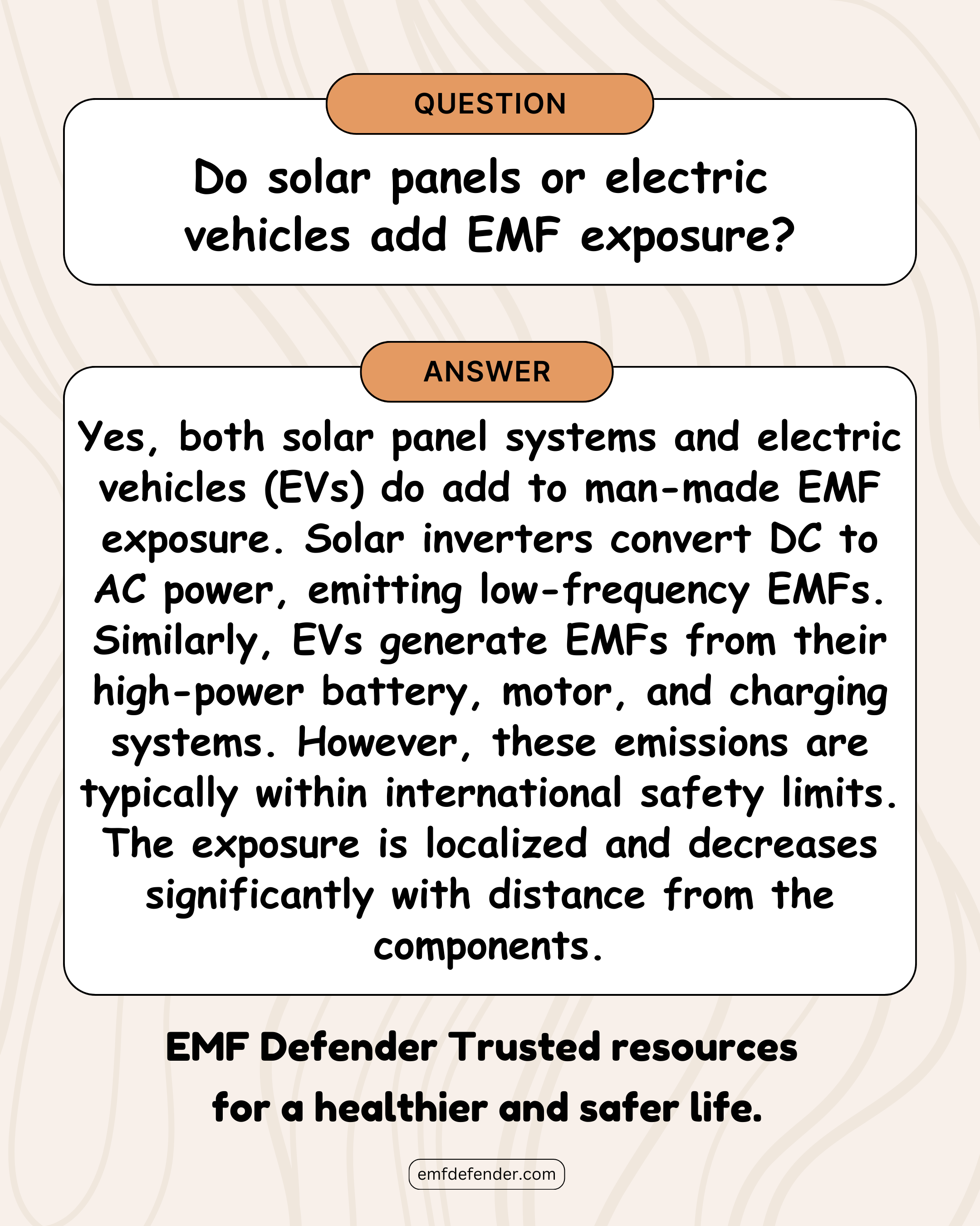 Do solar panels or electric vehicles add EMF exposure?