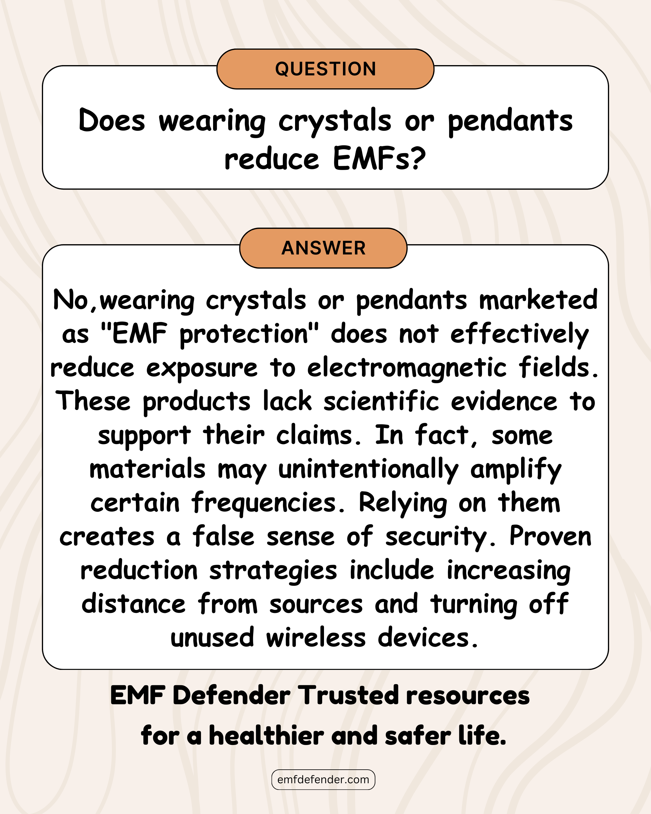 Does wearing crystals or pendants reduce EMFs?
