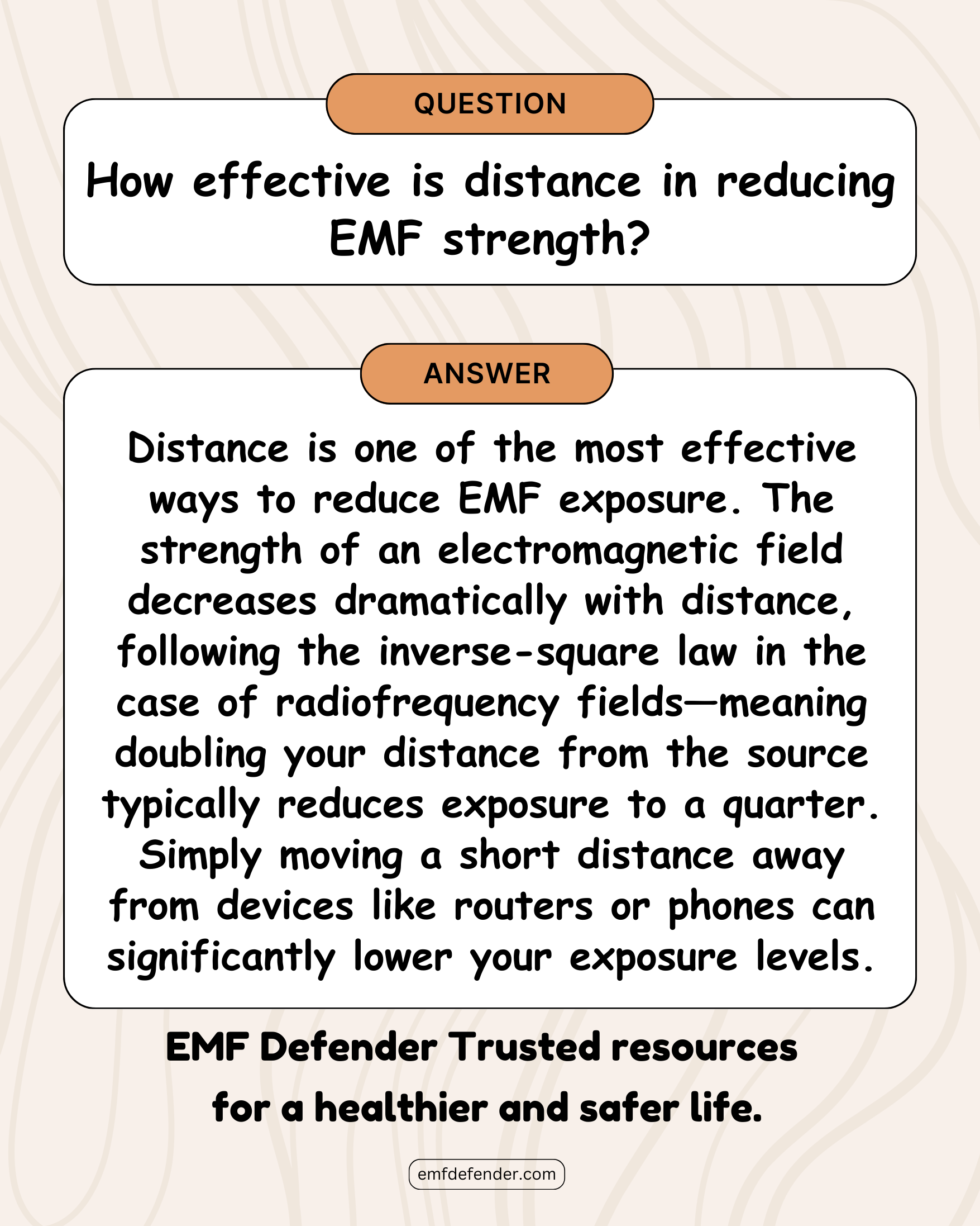 How effective is distance in reducing EMF strength?