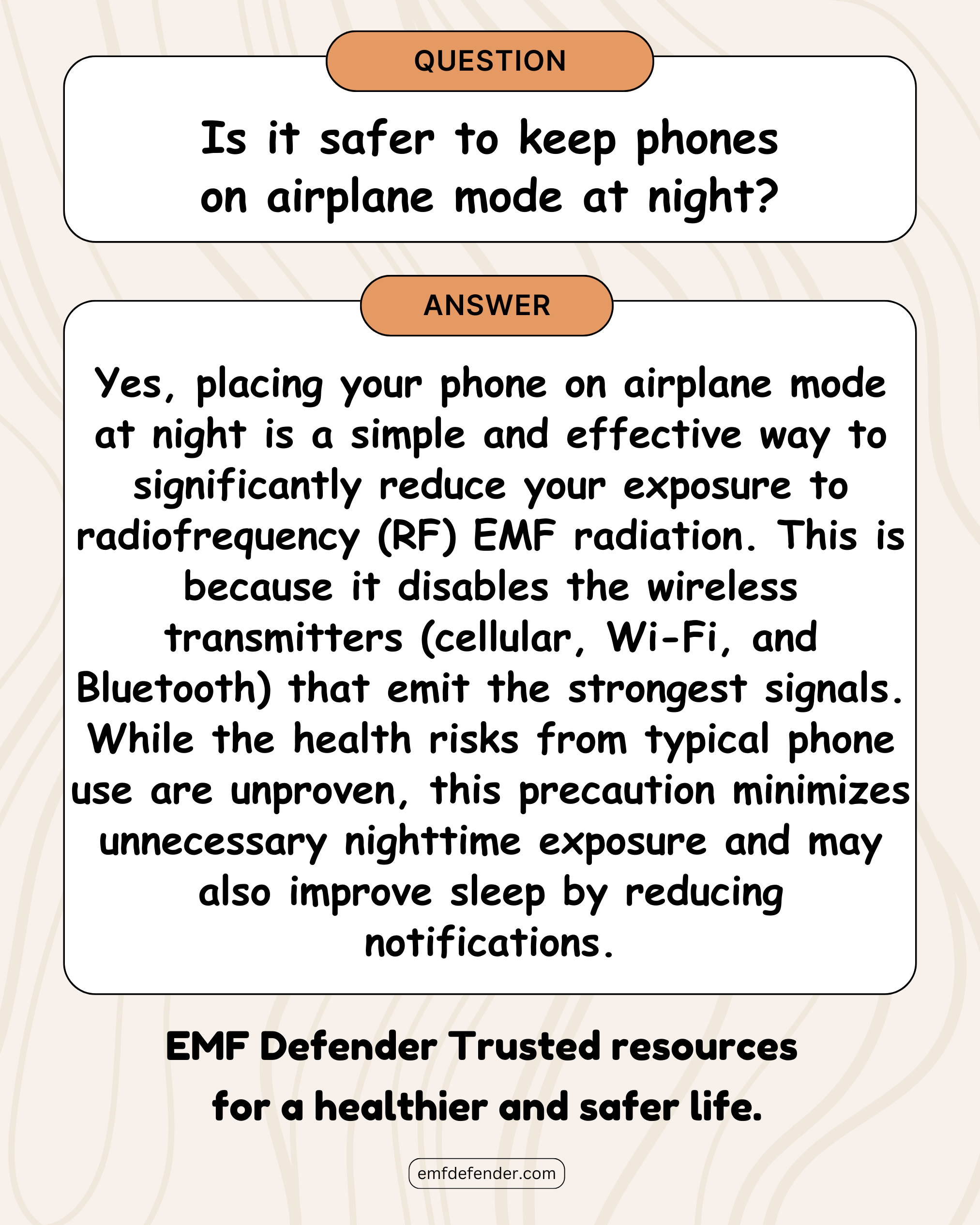 Is it safer to keep phones on airplane mode at night?