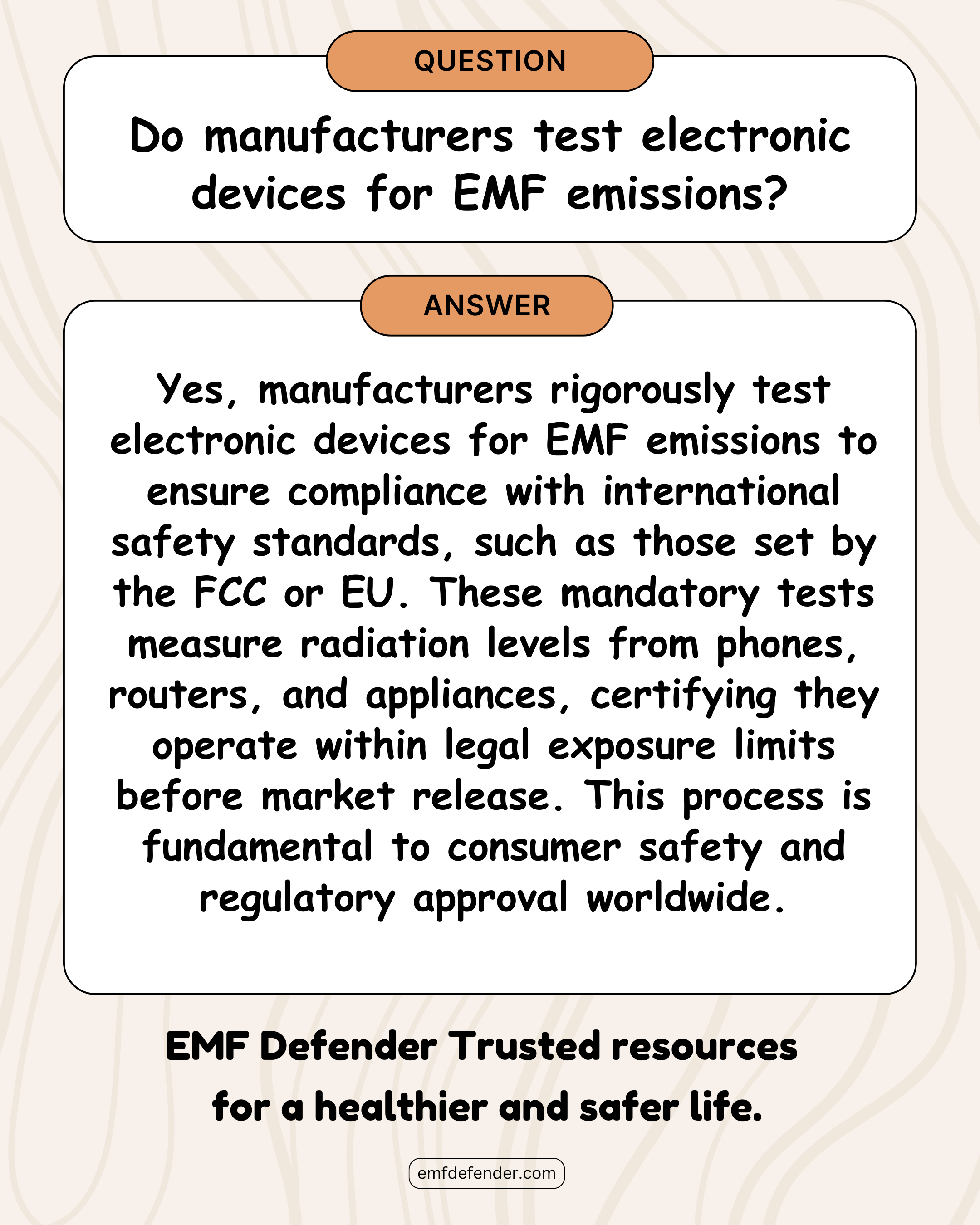 Do manufacturers test electronic devices for EMF emissions?