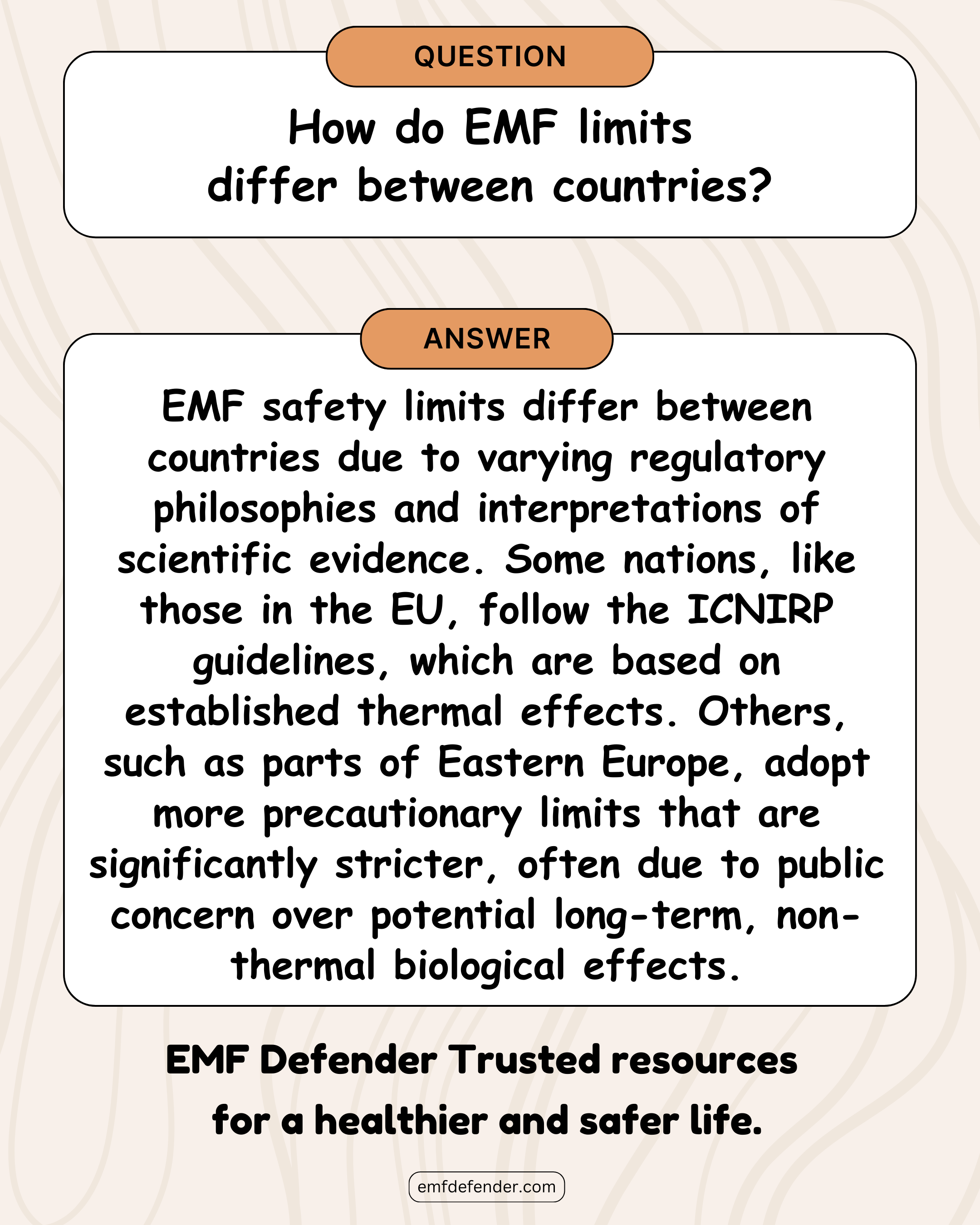 How do EMF limits differ between countries?