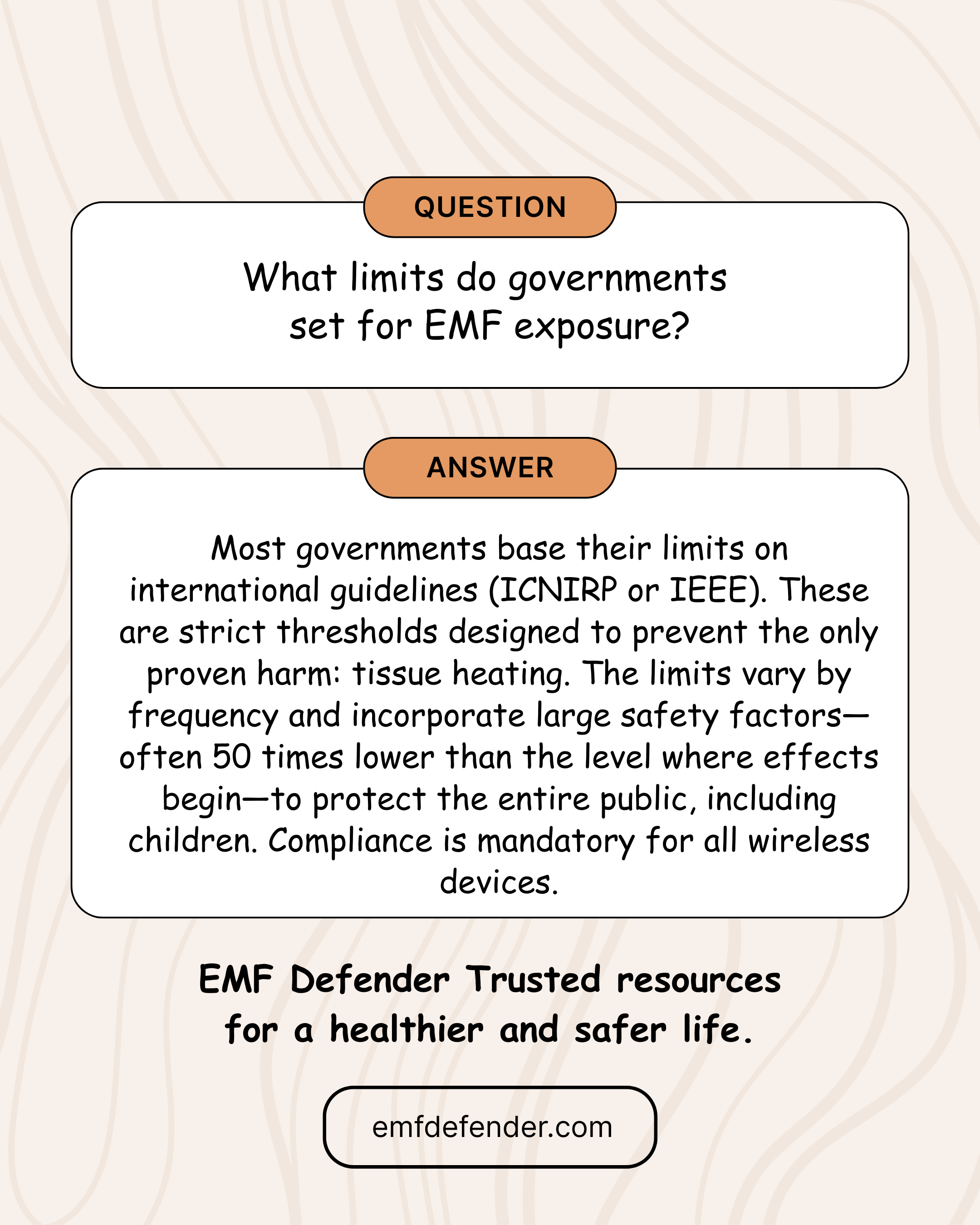 What limits do governments set for EMF exposure?