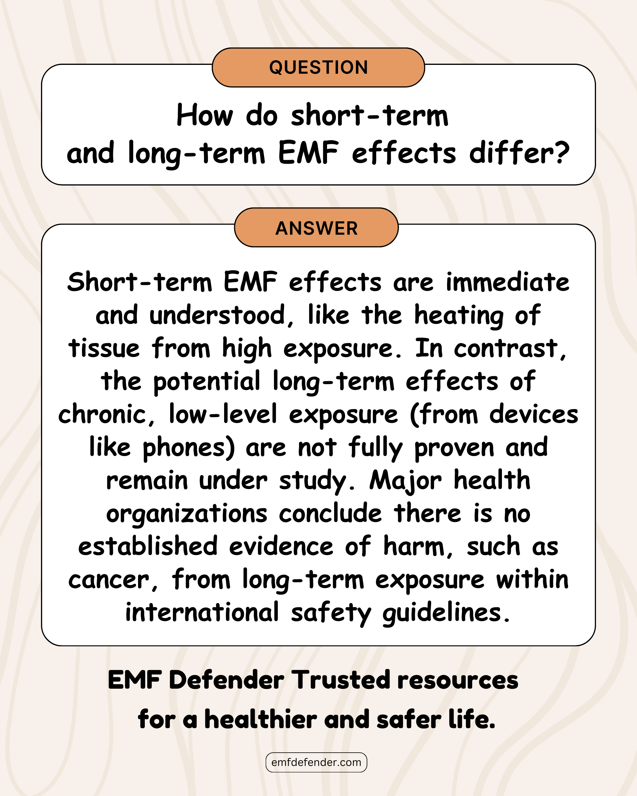 How do short-term and long-term EMF effects differ?